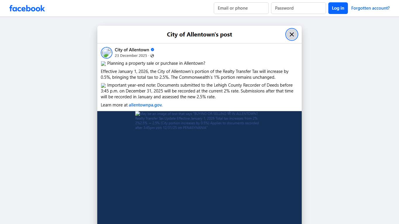 📢 Planning a property sale or purchase... - City of Allentown Facebook