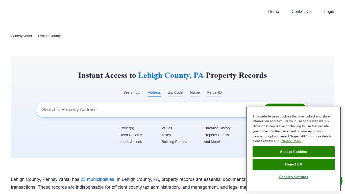Lehigh County Property Records Owners, Deeds, Permits